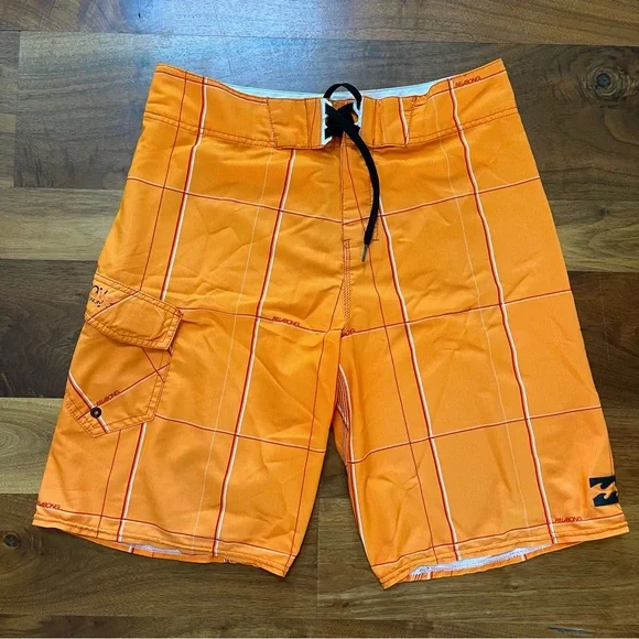 Billabong Platinum Men’s Orange Plaid Board Shorts Size 32 Waist - Picture 1 of 7
